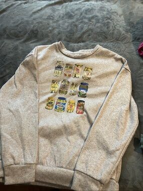 Men's Gray Graphic Crewneck Sweater with Jar Print